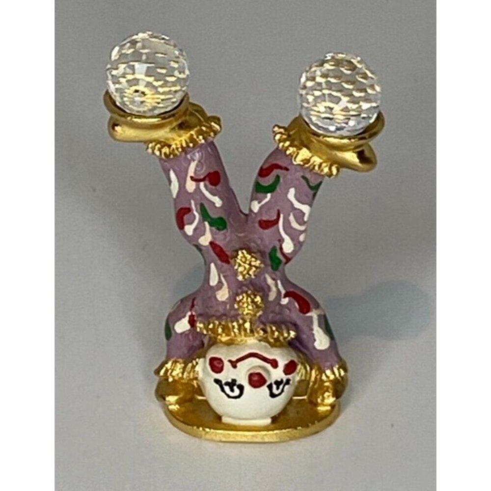Spoontiques Pewter Hand-Stand Clown w/2 Swarovski Crystals & Gold Plated C441